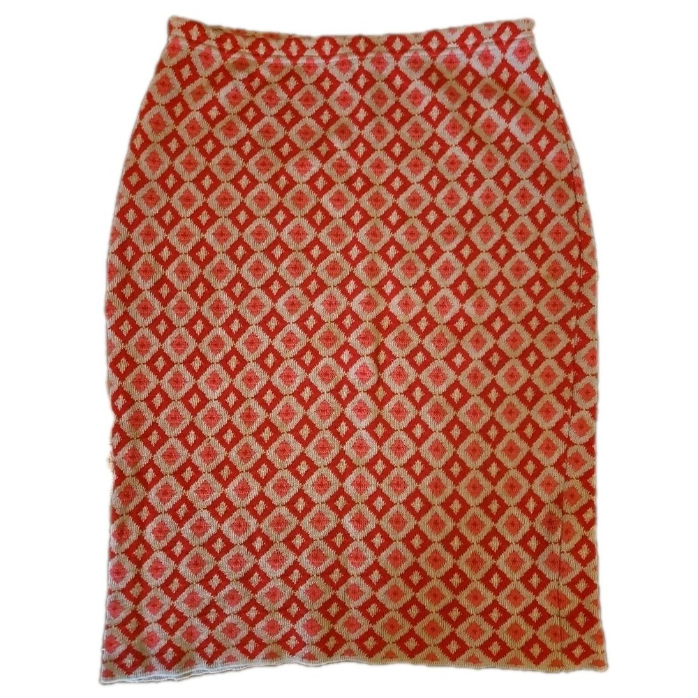 Vintage Joan Vass USA Pencil Skirt Size 3 Womens XL Cotton Knit Groovy